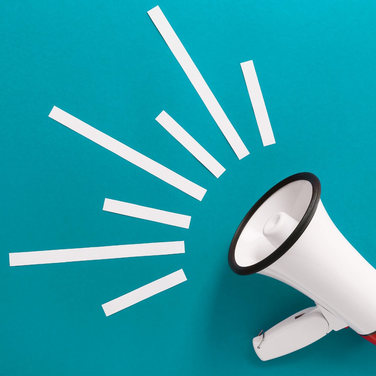 A megaphone with a blue background