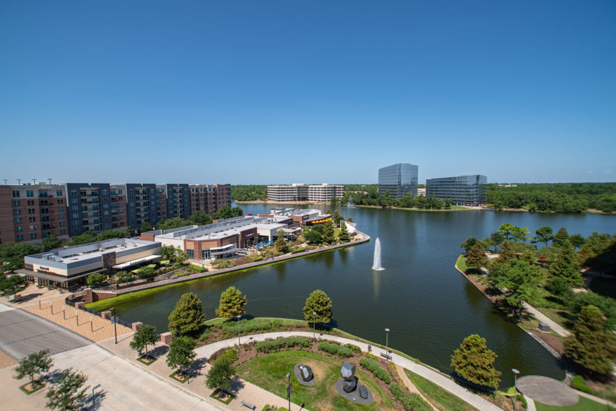 Aerial view of Hughes Landing in Texas