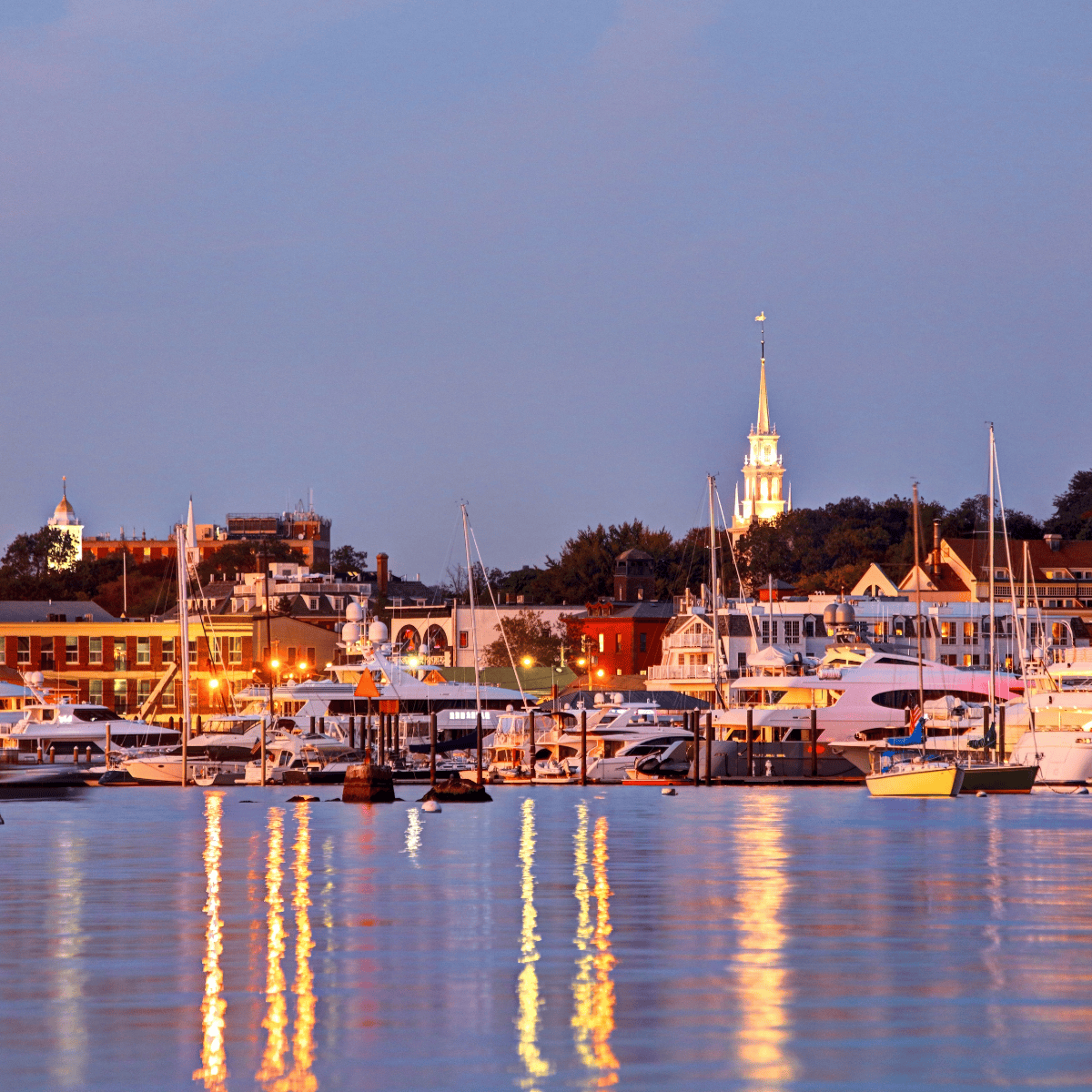 Newport Harbor in the evening