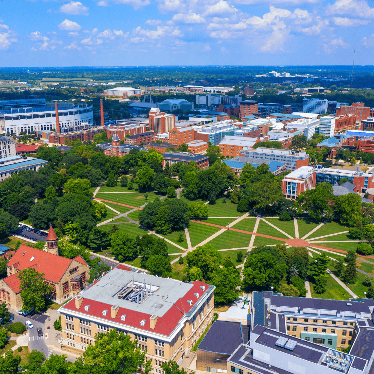 Aerial view of The Ohio State University Campus