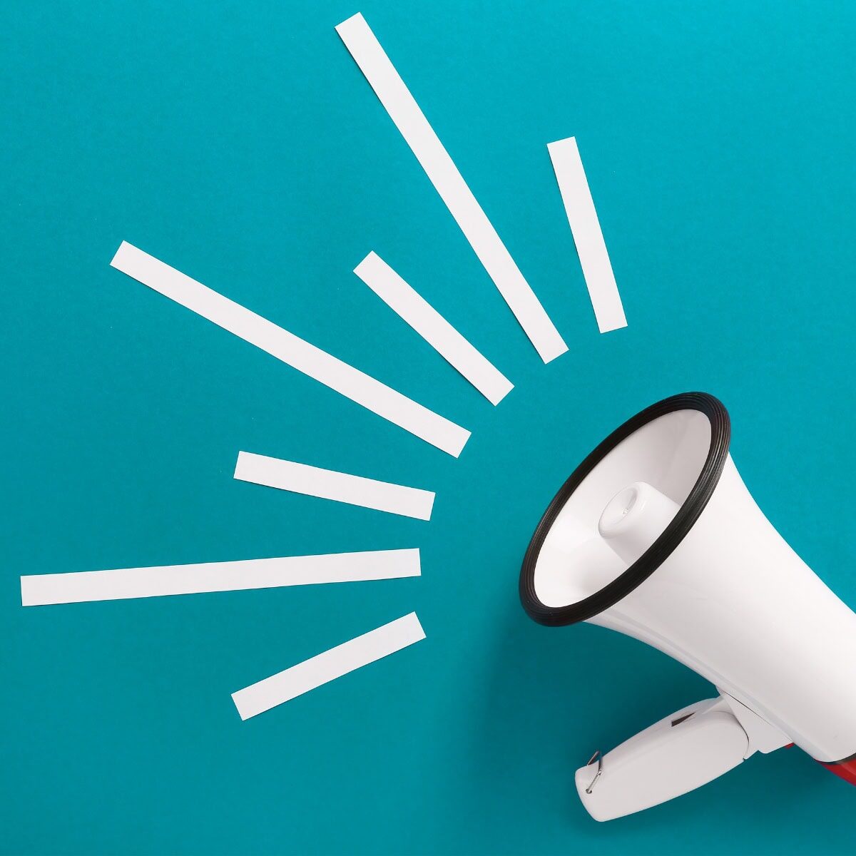 A megaphone with a blue background