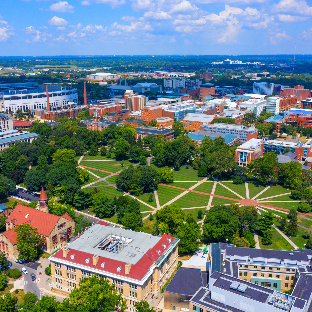 Aerial view of The Ohio State University Campus