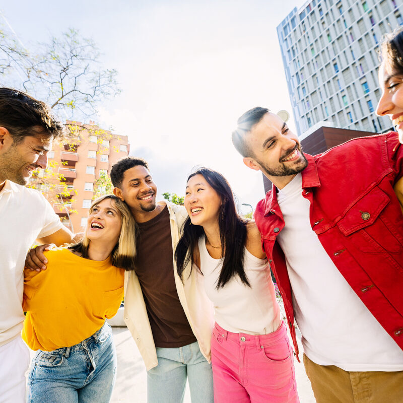 Diverse group of young people having fun together
